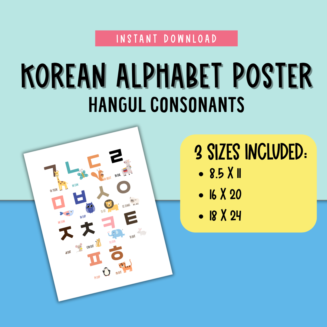 Korean Alphabet Consonant Poster