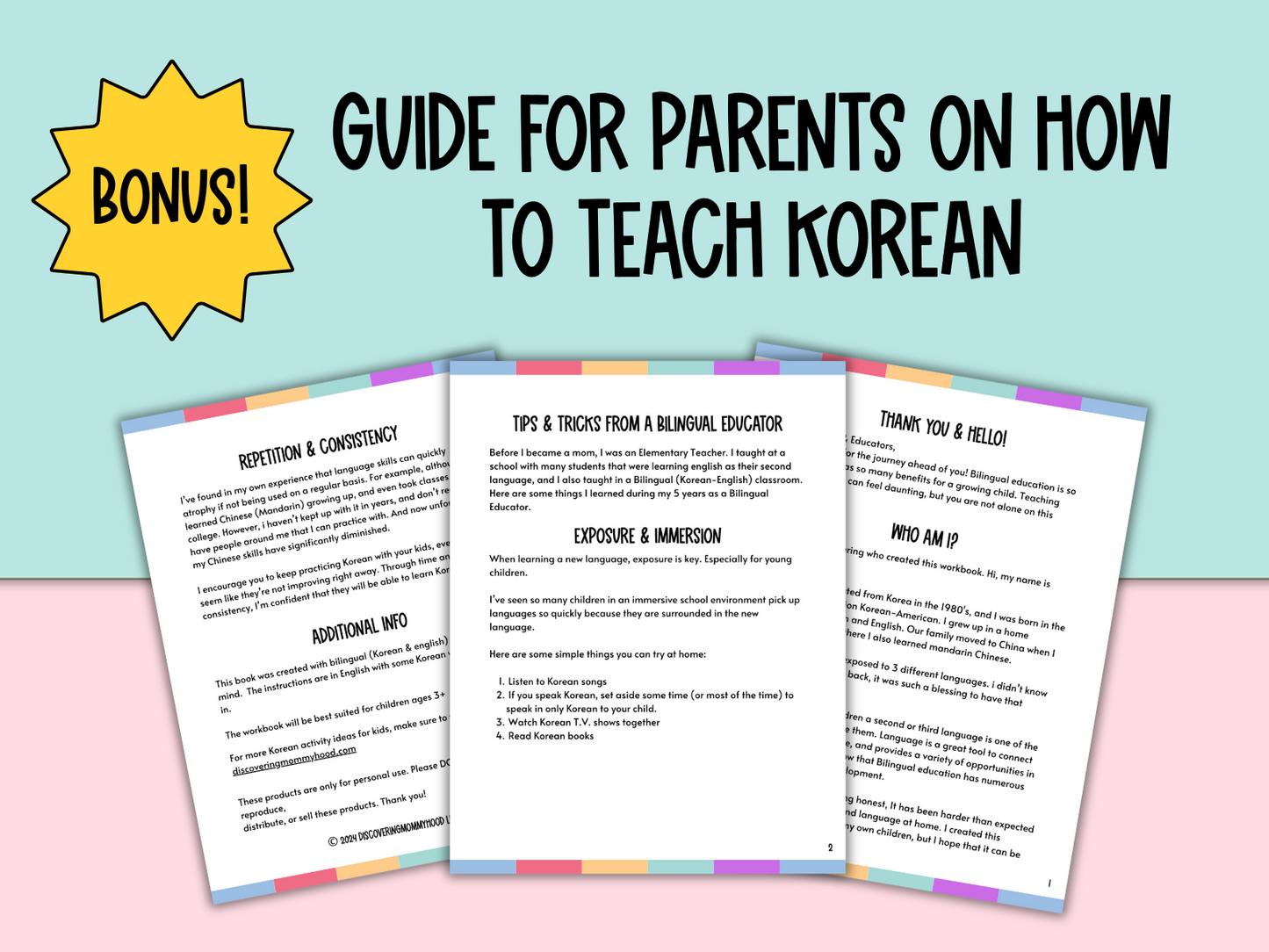 Discovering Korean For Kids: Beginner Workbook #1
